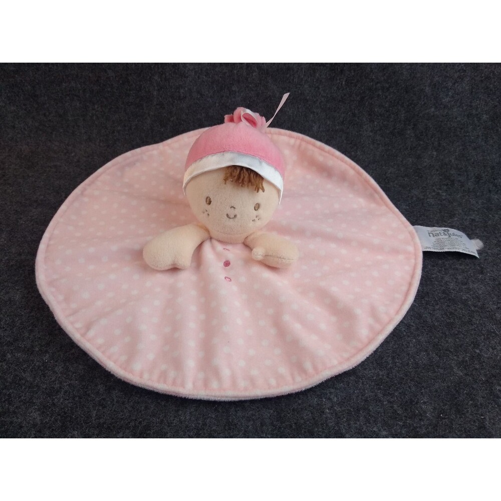 Nat & Jules Demdaco Soft Baby Doll Pink Polka Dot Lovey Blanket Striped Bottom